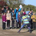 There's a pause for a group photo, Harry's Scout Hike, Walberswick and Dunwich, Suffolk - 9th October 2022
