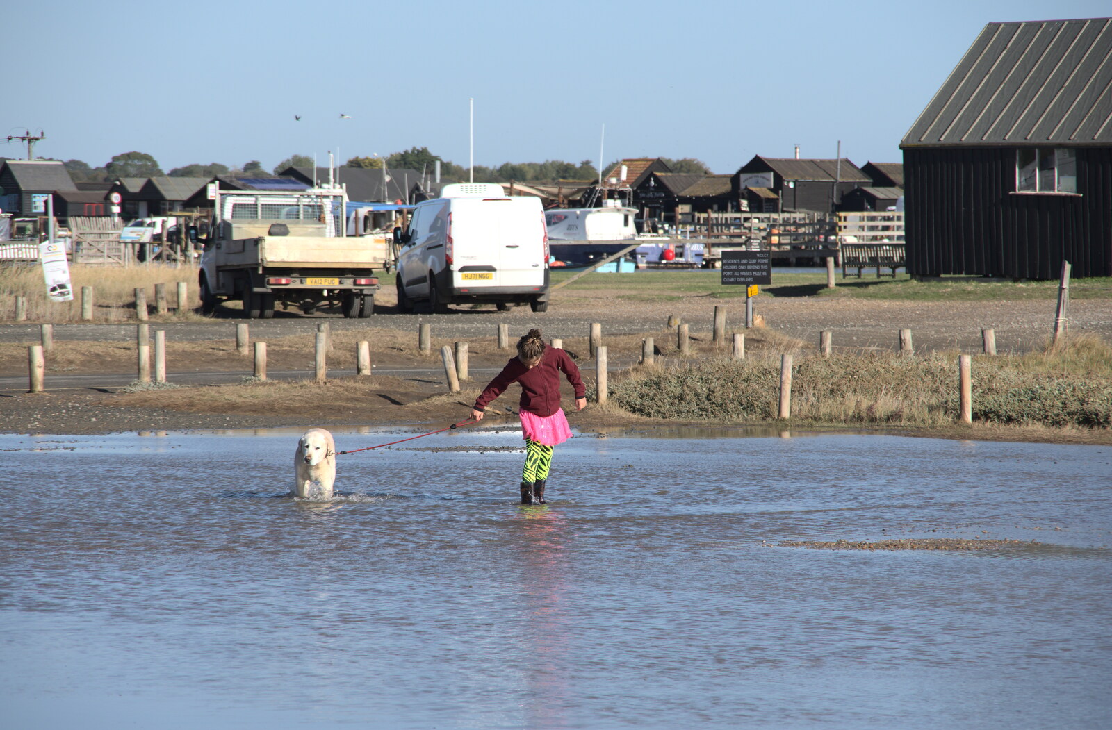 Harry's Scout Hike, Walberswick and Dunwich, Suffolk - 9th October 2022: A high spring tide has flooded a bit of car park