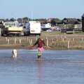 A high spring tide has flooded a bit of car park, Harry's Scout Hike, Walberswick and Dunwich, Suffolk - 9th October 2022