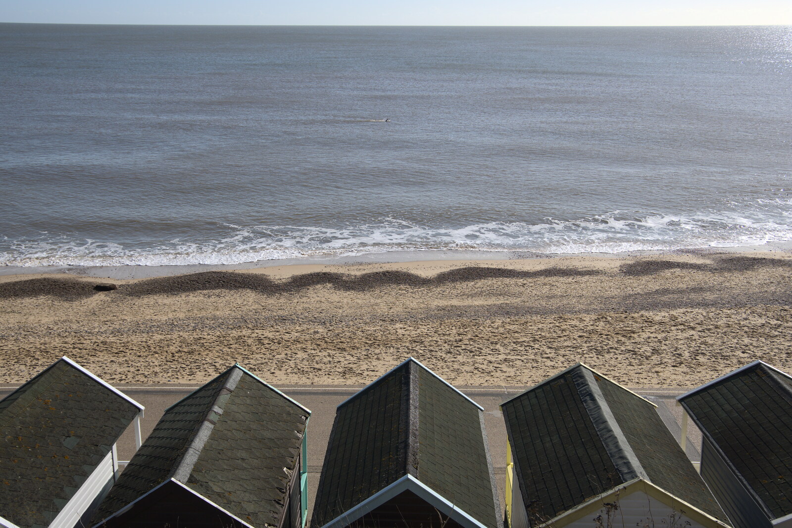 Harry's Scout Hike, Walberswick and Dunwich, Suffolk - 9th October 2022: A view out to sea over beach huts