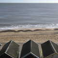 A view out to sea over beach huts, Harry's Scout Hike, Walberswick and Dunwich, Suffolk - 9th October 2022