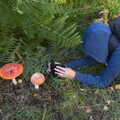 Fred gets in close for a fungi photo, Harry's Scout Hike, Walberswick and Dunwich, Suffolk - 9th October 2022