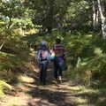 Fred and Isobel walk through the woods, Harry's Scout Hike, Walberswick and Dunwich, Suffolk - 9th October 2022