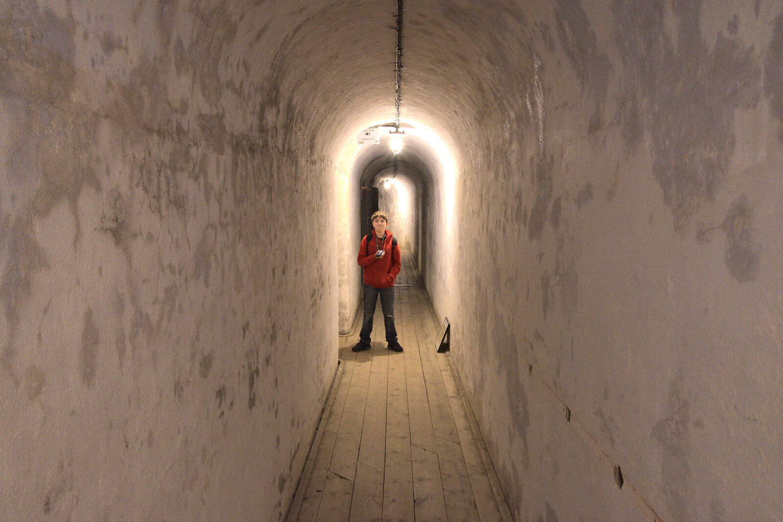 Fred waits down in a tunnel from A Trip to Landguard Fort, Felixstowe, Suffolk - 16th October 2022