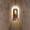 Fred waits down in a tunnel, A Trip to Landguard Fort, Felixstowe, Suffolk - 16th October 2022