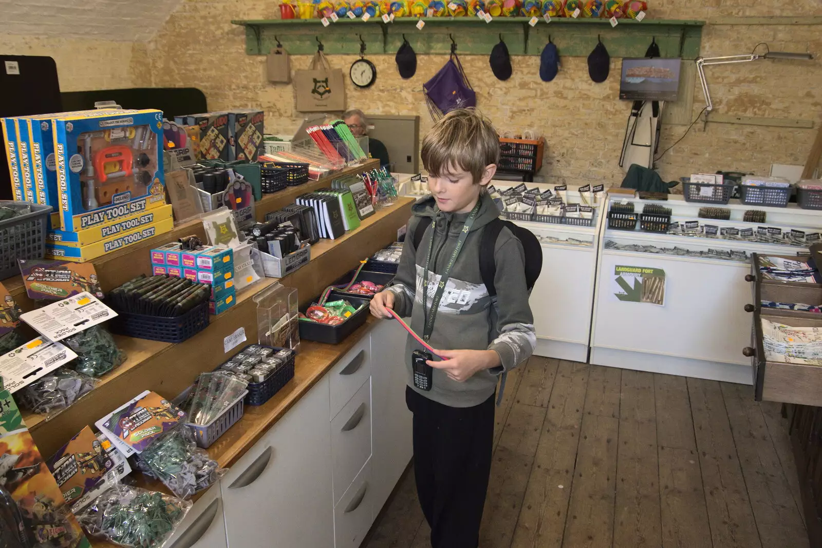 Harry looks at stuff in the gift shop, from A Trip to Landguard Fort, Felixstowe, Suffolk - 16th October 2022