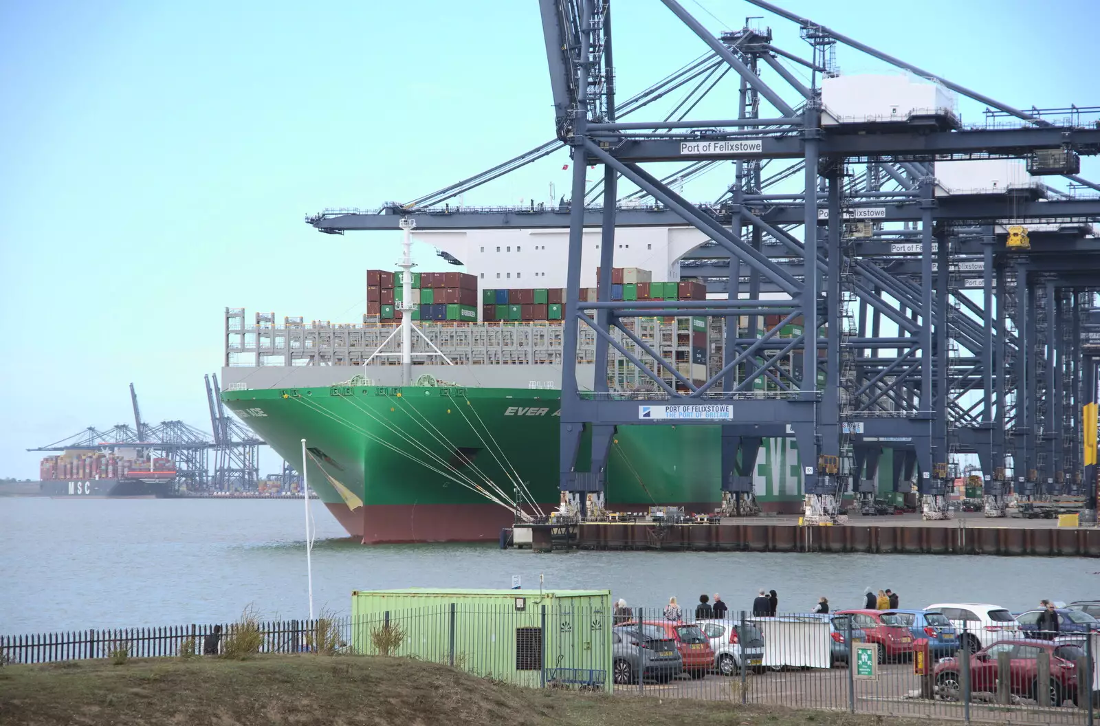 The Ever Ace is loaded and unloaded, from A Trip to Landguard Fort, Felixstowe, Suffolk - 16th October 2022