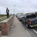 Harry stands on a wall on Sea Road, Felixstowe, A Trip to Landguard Fort, Felixstowe, Suffolk - 16th October 2022