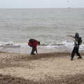 Harry flings stones into the sea, A Trip to Landguard Fort, Felixstowe, Suffolk - 16th October 2022