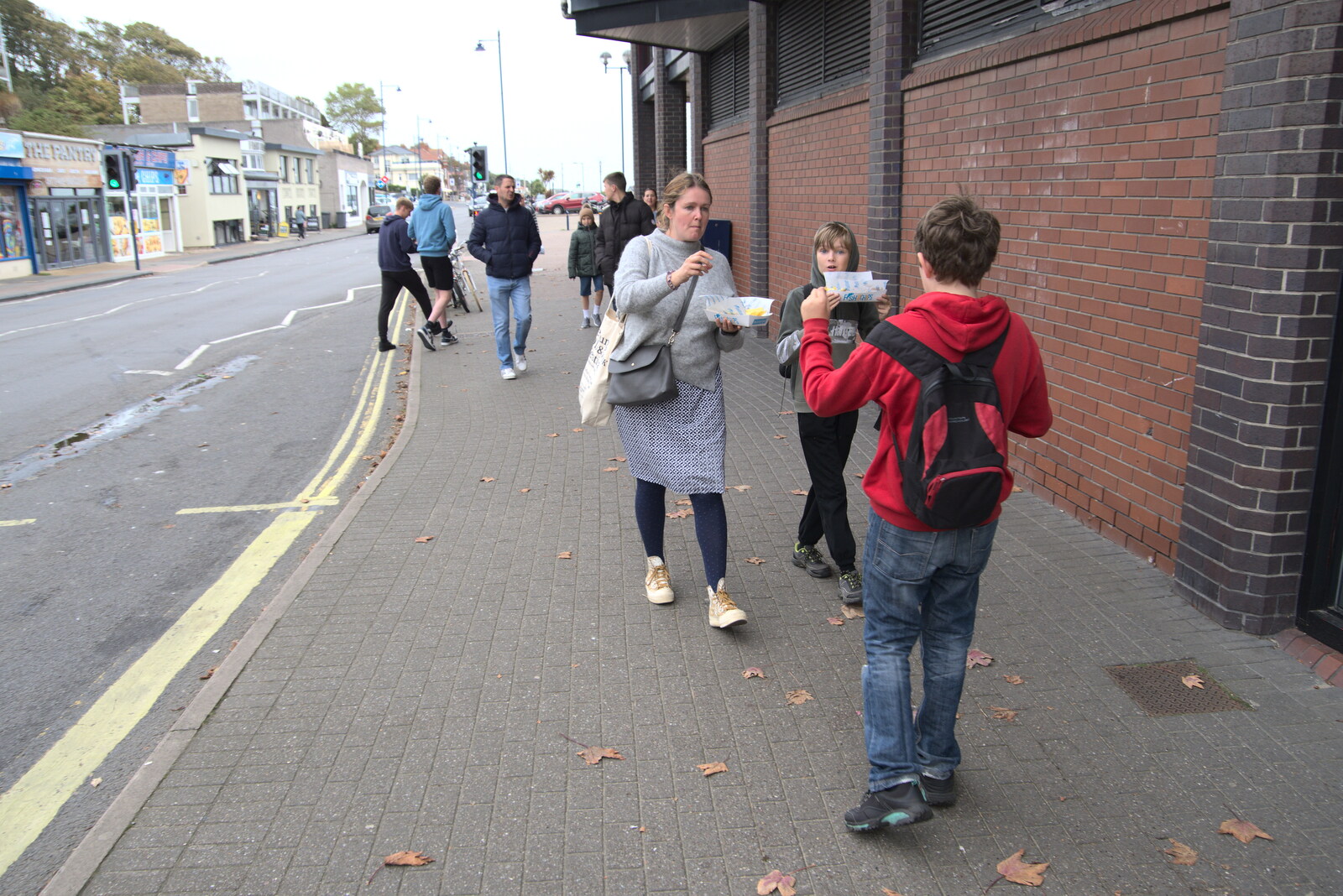 We eat chips as we walk bvack to the car from A Trip to Landguard Fort, Felixstowe, Suffolk - 16th October 2022