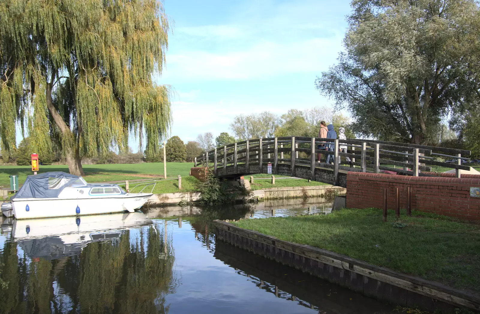 The gang walk over the bridge, from An Afternoon in Beccles, Suffolk - 26th October 2022