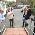 Mel and Emily arrive after being stuck in traffic, Grandad's Memorial Do, The Village Hall, Brome, Suffolk - 28th October 2022