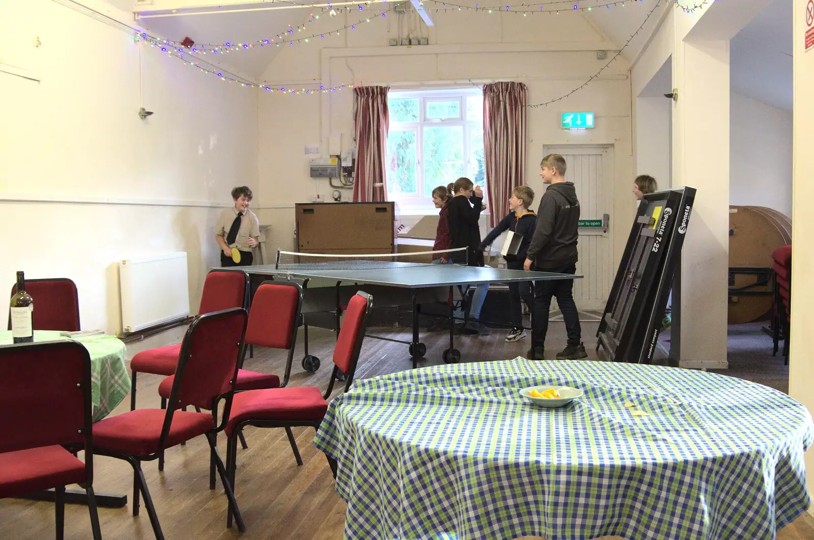 The ping-pong table is set up, from Grandad's Memorial Do, The Village Hall, Brome, Suffolk - 28th October 2022