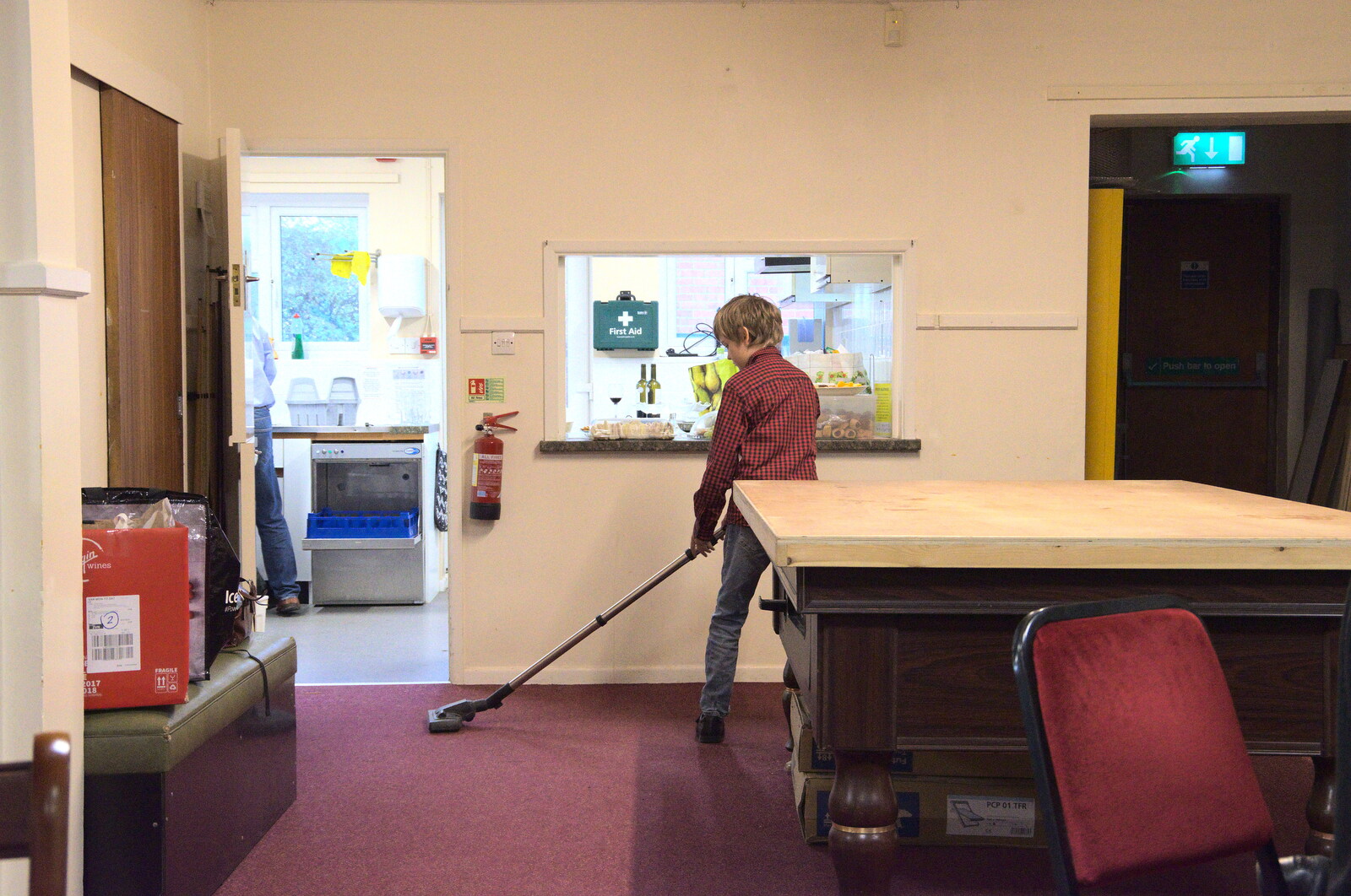 Grandad's Memorial Do, The Village Hall, Brome, Suffolk - 28th October 2022: Harry does 30 seconds of hoovering