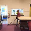 Harry does 30 seconds of hoovering, Grandad's Memorial Do, The Village Hall, Brome, Suffolk - 28th October 2022