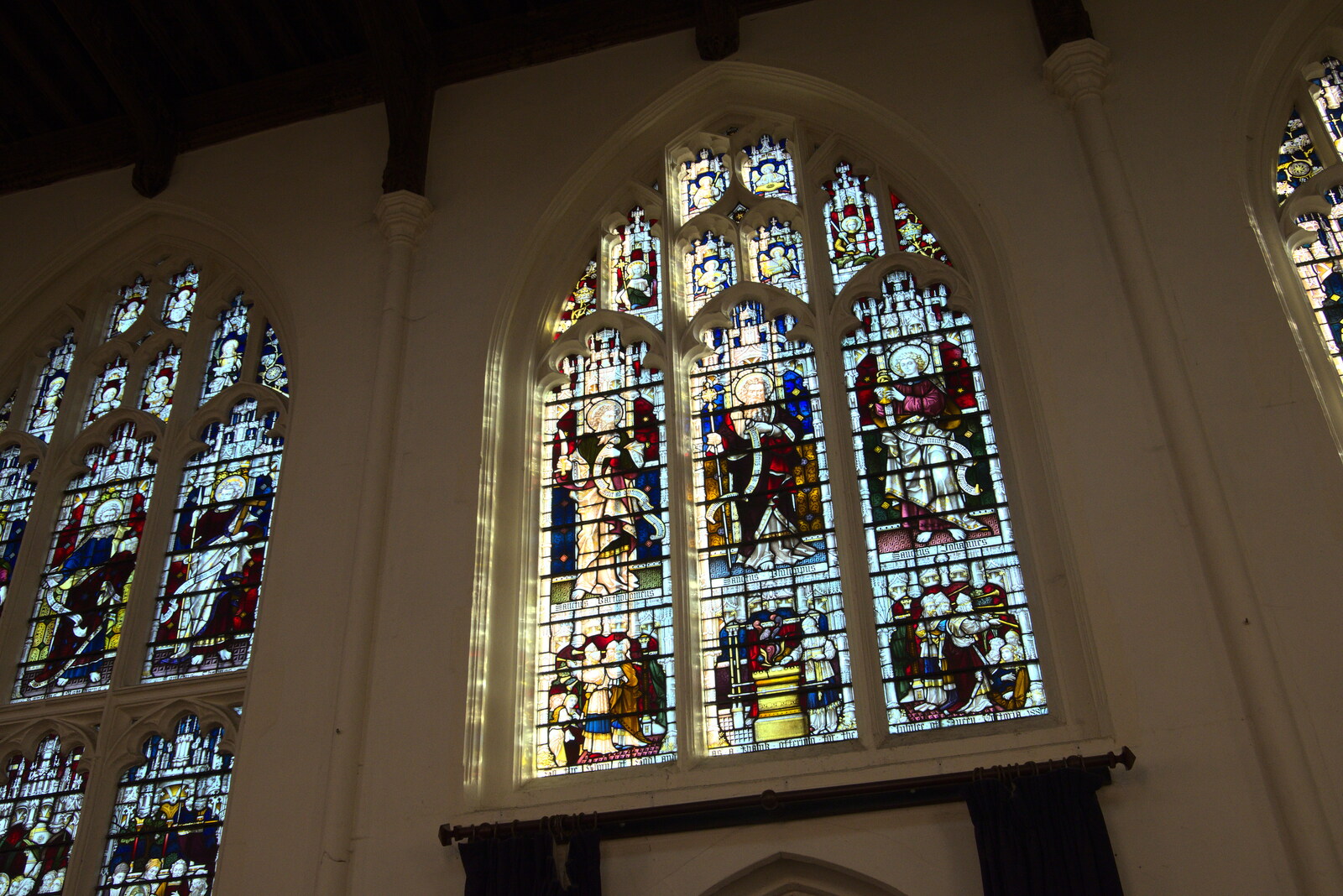 Pizza and Pasta in Bury St. Edmunds, Suffolk - 30th October 2022: Stained glass windows