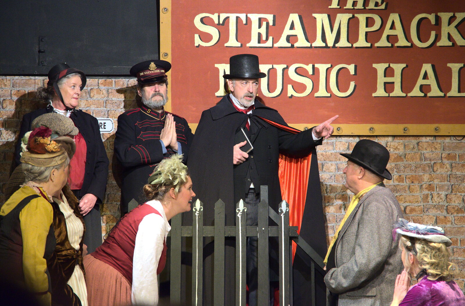 Palgrave Players do Jack the Ripper, The Village Hall, Botesdale, Suffolk - 4th November 2022: Druit (The Ripper) and the Salvation Army appear