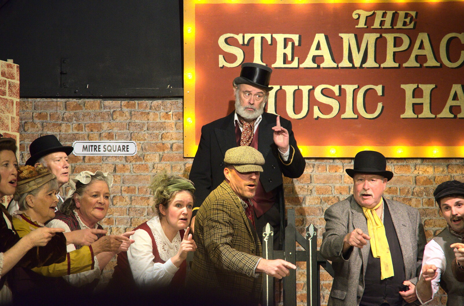 Palgrave Players do Jack the Ripper, The Village Hall, Botesdale, Suffolk - 4th November 2022: The Chairman wags a finger