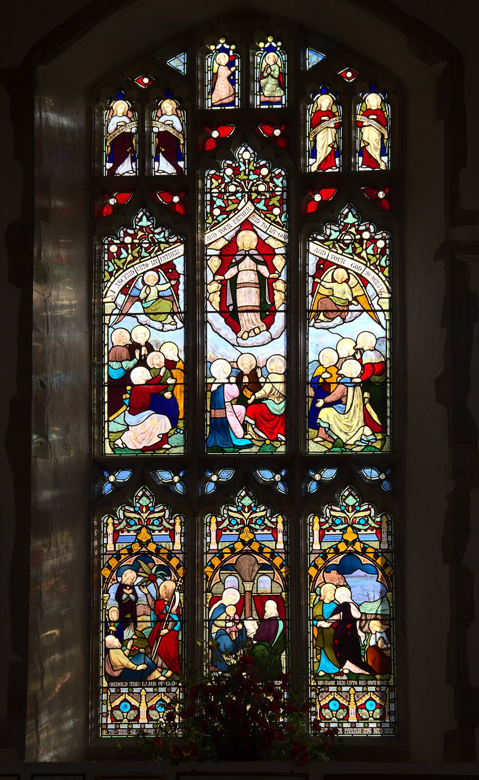 A Postcard from Flatford and Dedham, Suffolk and Essex, 9th November 2022: A colourful stained glass window