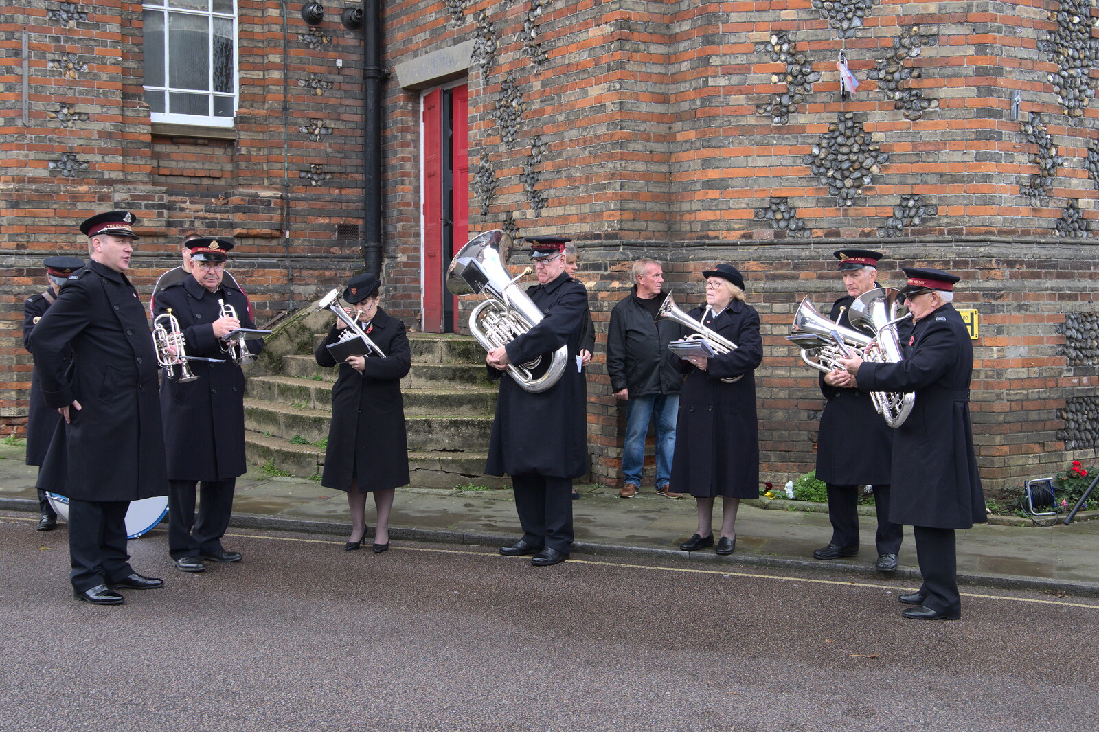 The Scouts' Remembrance Day Parade, Eye, Suffolk - 13th November 2022: The Salvation Army band is in attendance