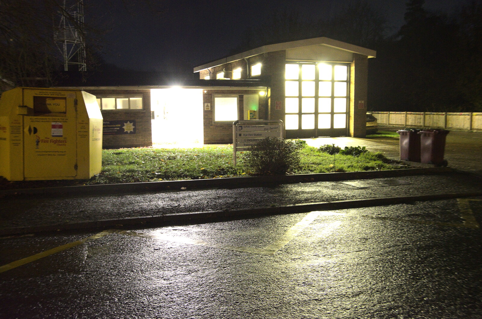 The fire station is a ball of light from Eye Lights and the GSB at Botesdale, Suffolk - 2nd December 2022