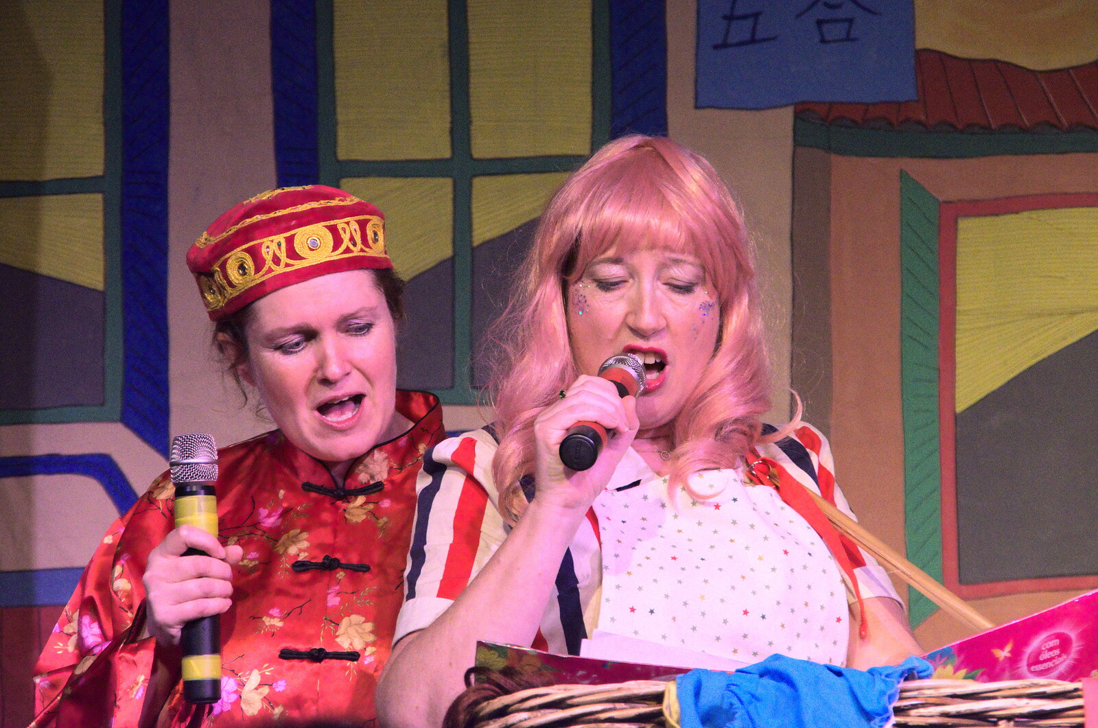 Isobel and Suzanne aren't reading from the script from Dove Players do Aladdin, Eye, Suffolk - 10th December 2022
