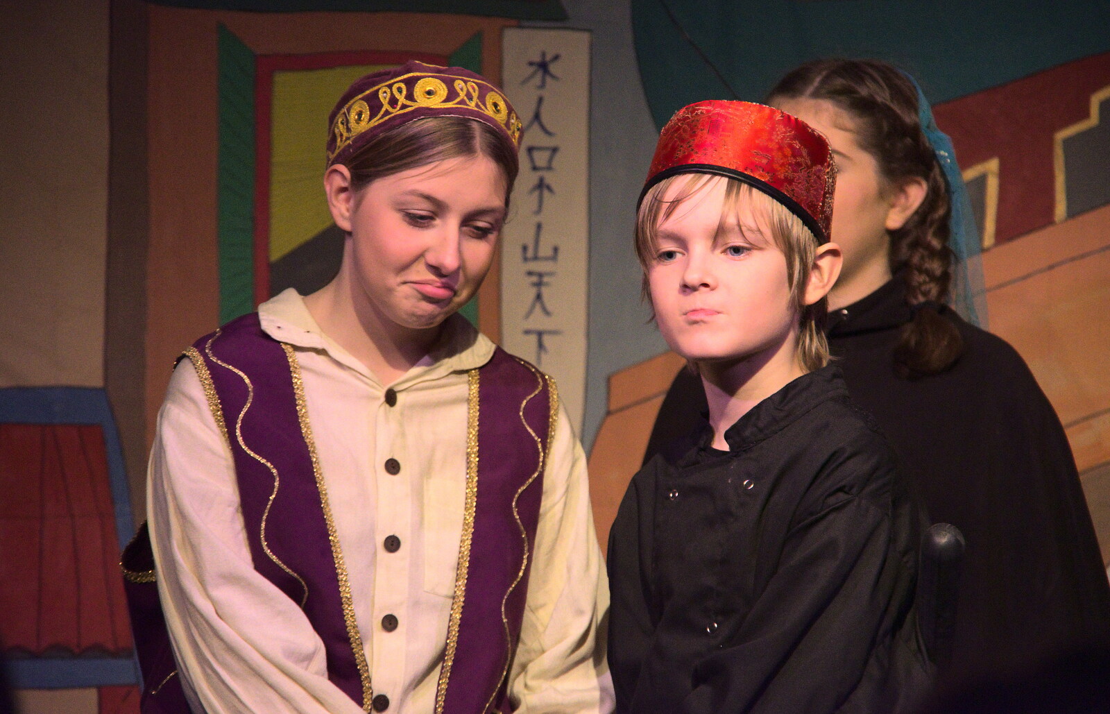 Sophie and Harry do some pouting from Dove Players do Aladdin, Eye, Suffolk - 10th December 2022