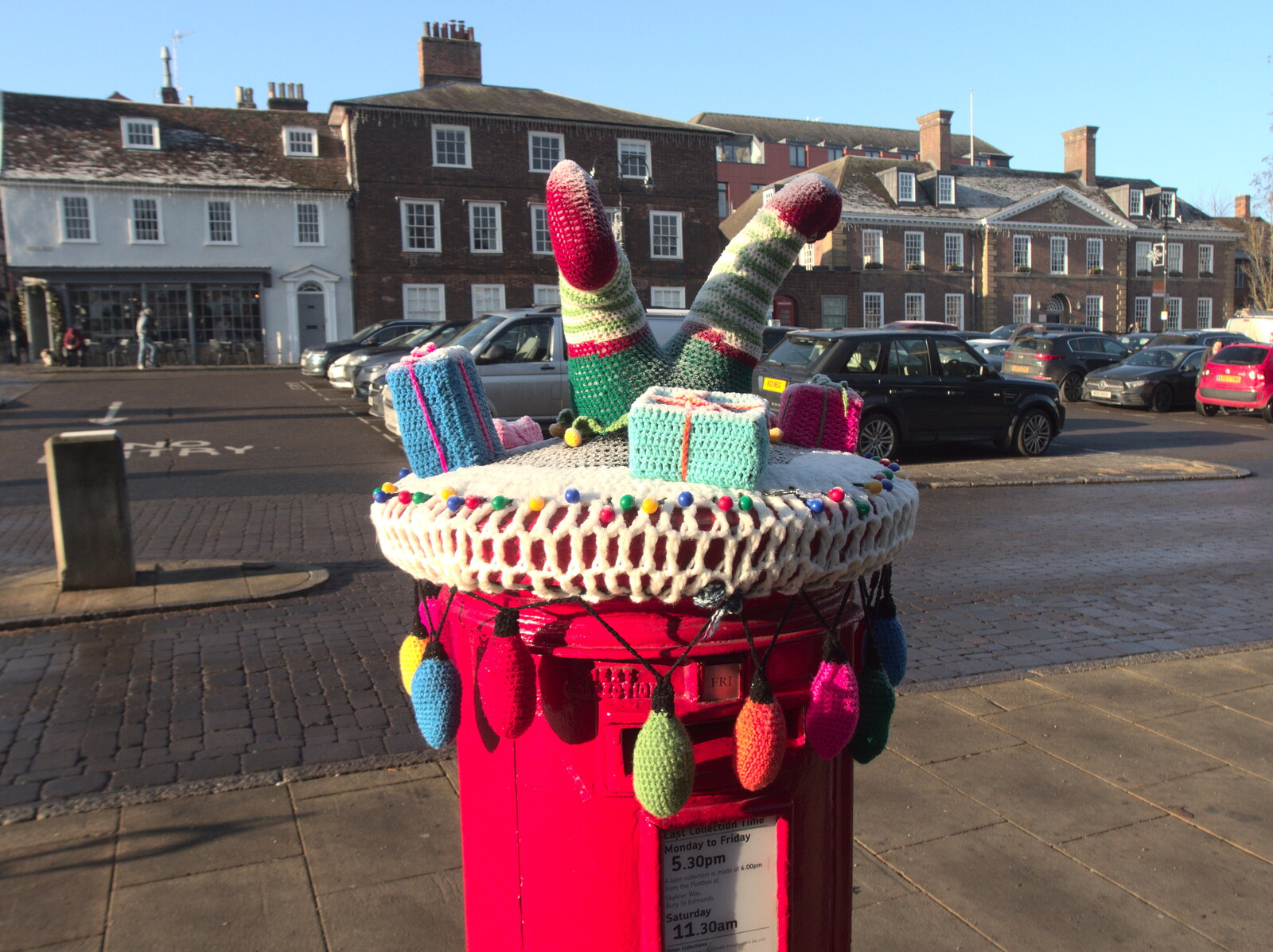 There's a crochet letterbox cover on Angel Hill from A Shopping Trip to Bury St. Edmunds, Suffolk - 14th December 2022