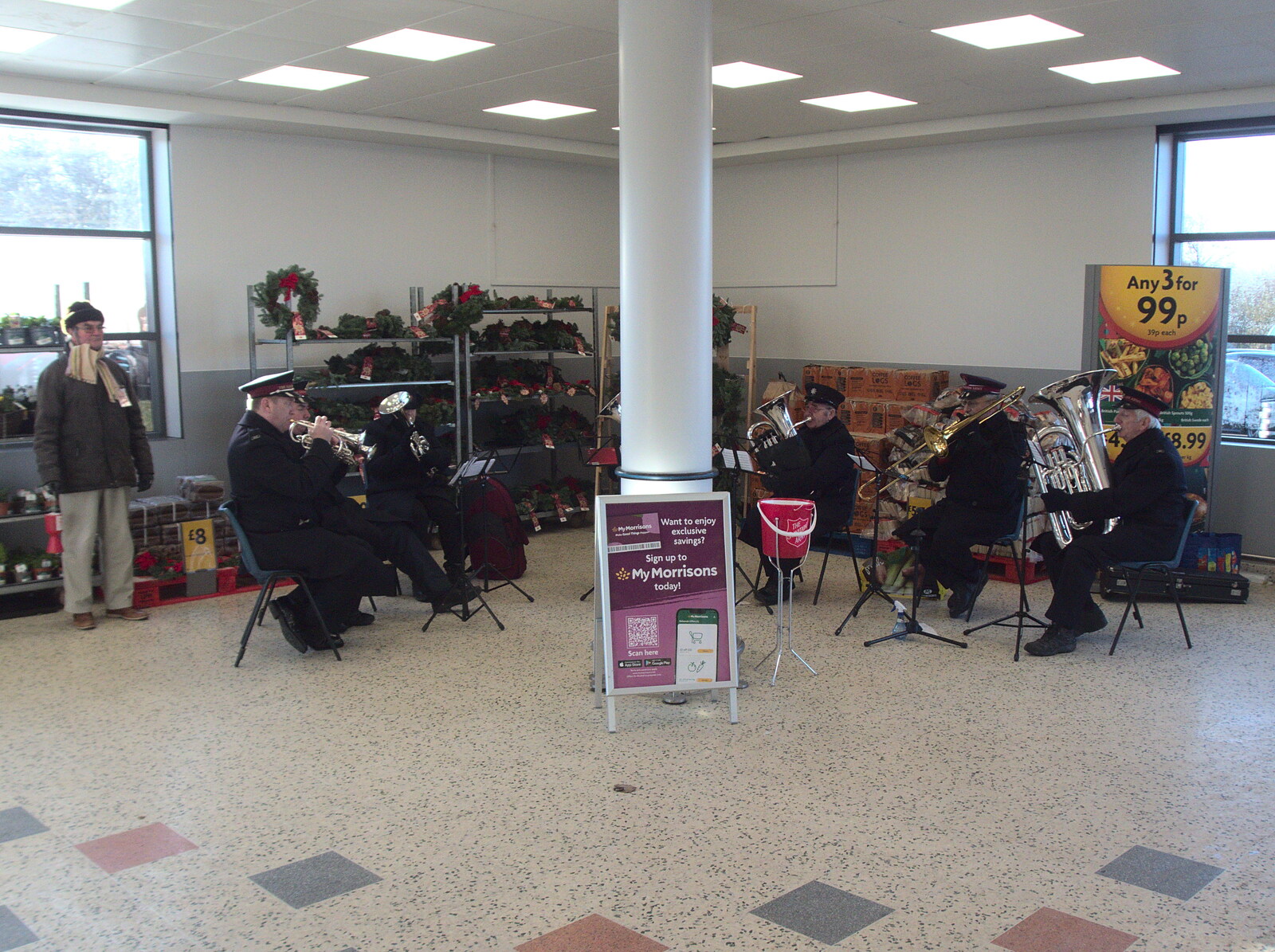 The Salvation Army's playing in Morrisons from A Shopping Trip to Bury St. Edmunds, Suffolk - 14th December 2022