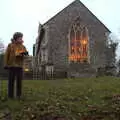 Harry stands outside St. Mary's like a surveyor, The Gislingham Silver Band at Thornham and Yaxley, Suffolk - 19th December 2022