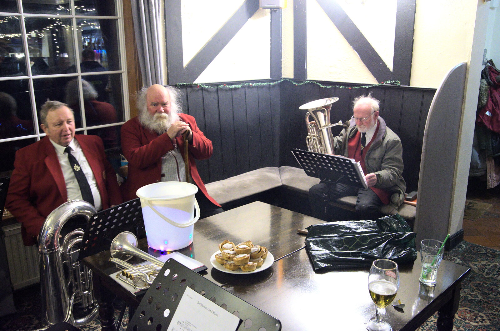 The band has a pile of mince pies to work on from The Gislingham Silver Band at Thornham and Yaxley, Suffolk - 19th December 2022