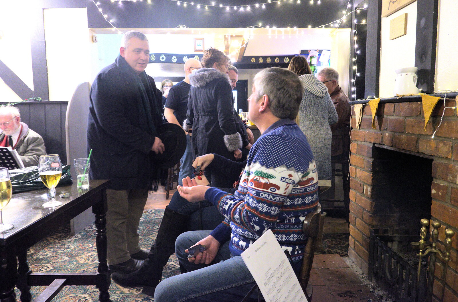 One-time sort-of-neighbour David chats  from The Gislingham Silver Band at Thornham and Yaxley, Suffolk - 19th December 2022