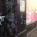 Purple graffiti on London Street, Christmas Shopping in Norwich, Norfolk - 21st December 2022