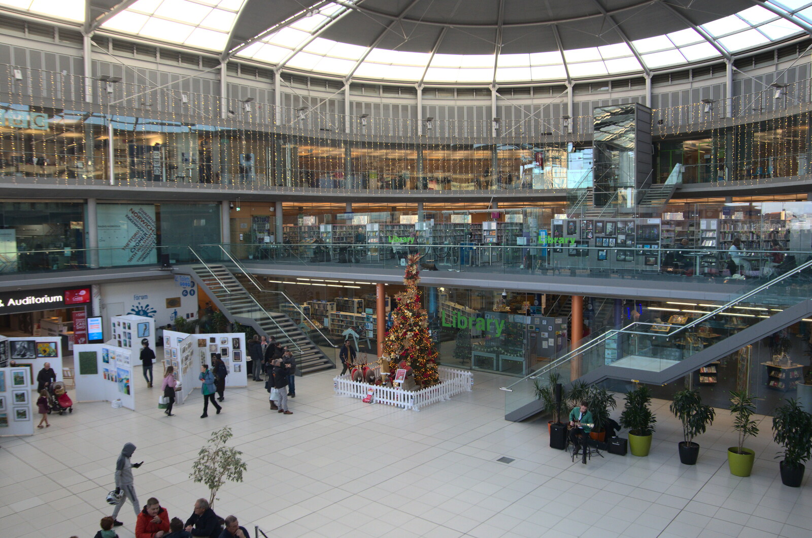 Inside the Forum from Christmas Shopping in Norwich, Norfolk - 21st December 2022