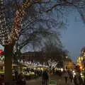 Illuminated trees and market on Gentleman's Walk, Christmas Shopping in Norwich, Norfolk - 21st December 2022