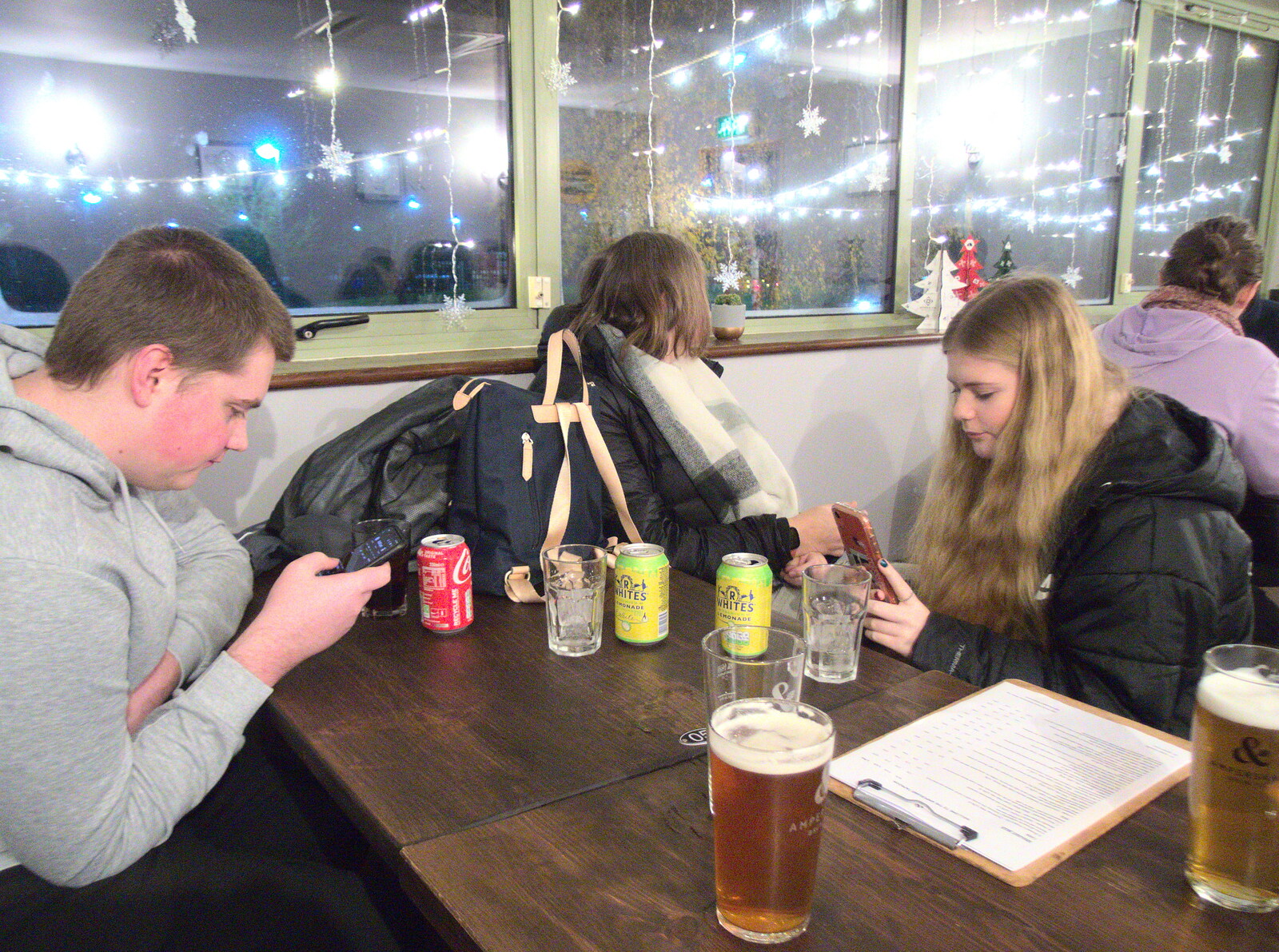 Matthew and Jessica in Ampsersand's taproom  from Christmas Day and Other Stuff, Diss, Brome and Norwich - 25th December 2022