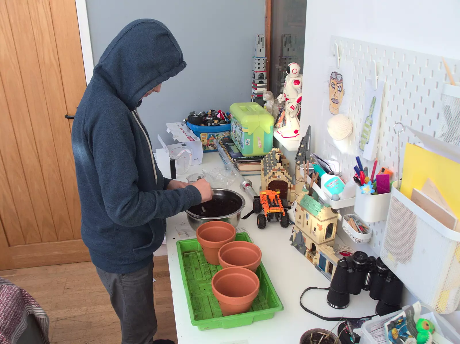 Fred plants some hot chillies, from Christmas Day and Other Stuff, Diss, Brome and Norwich - 25th December 2022