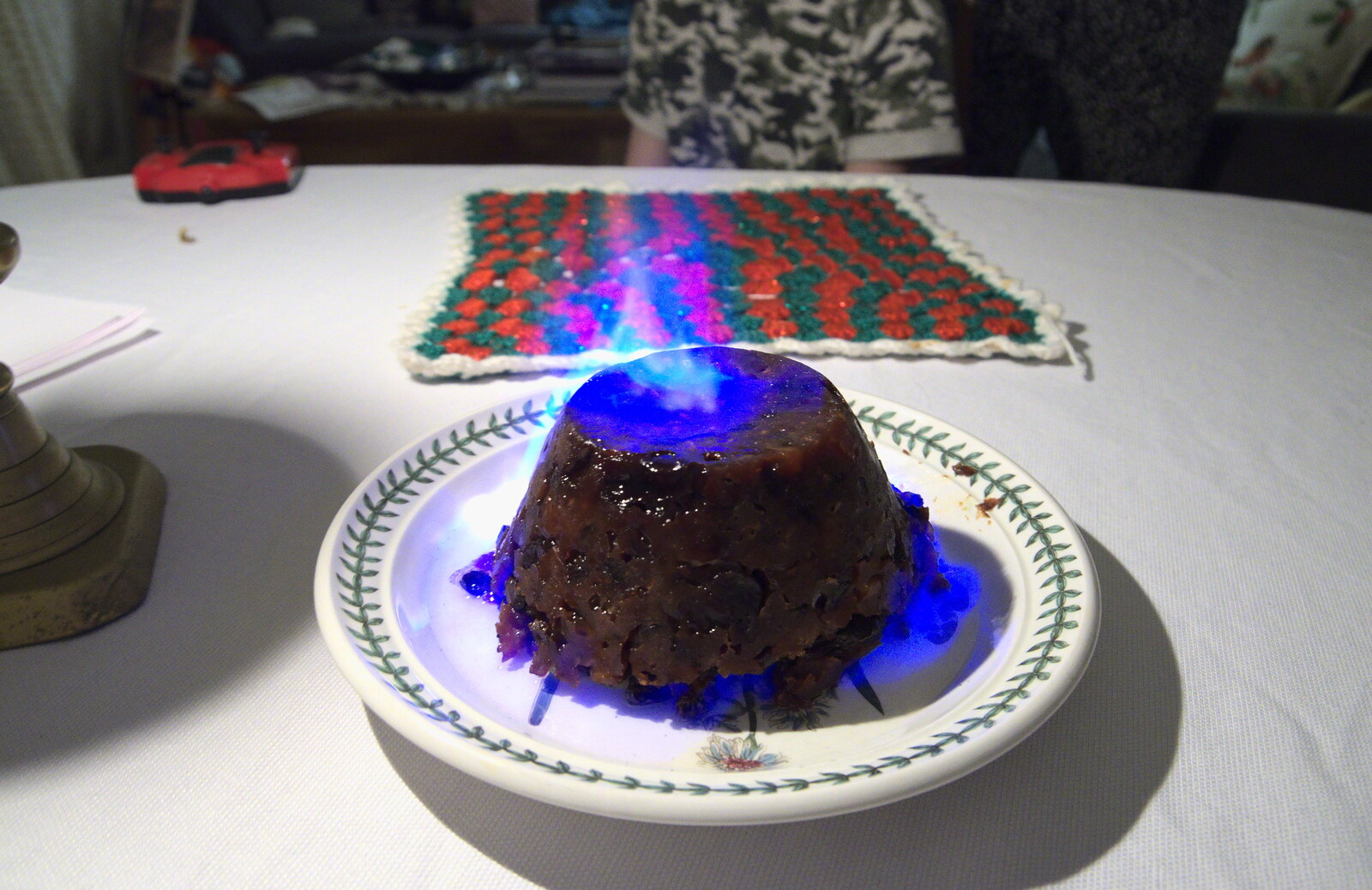 The Wickham Skeith pudding is set alight from Christmas Day and Other Stuff, Diss, Brome and Norwich - 25th December 2022