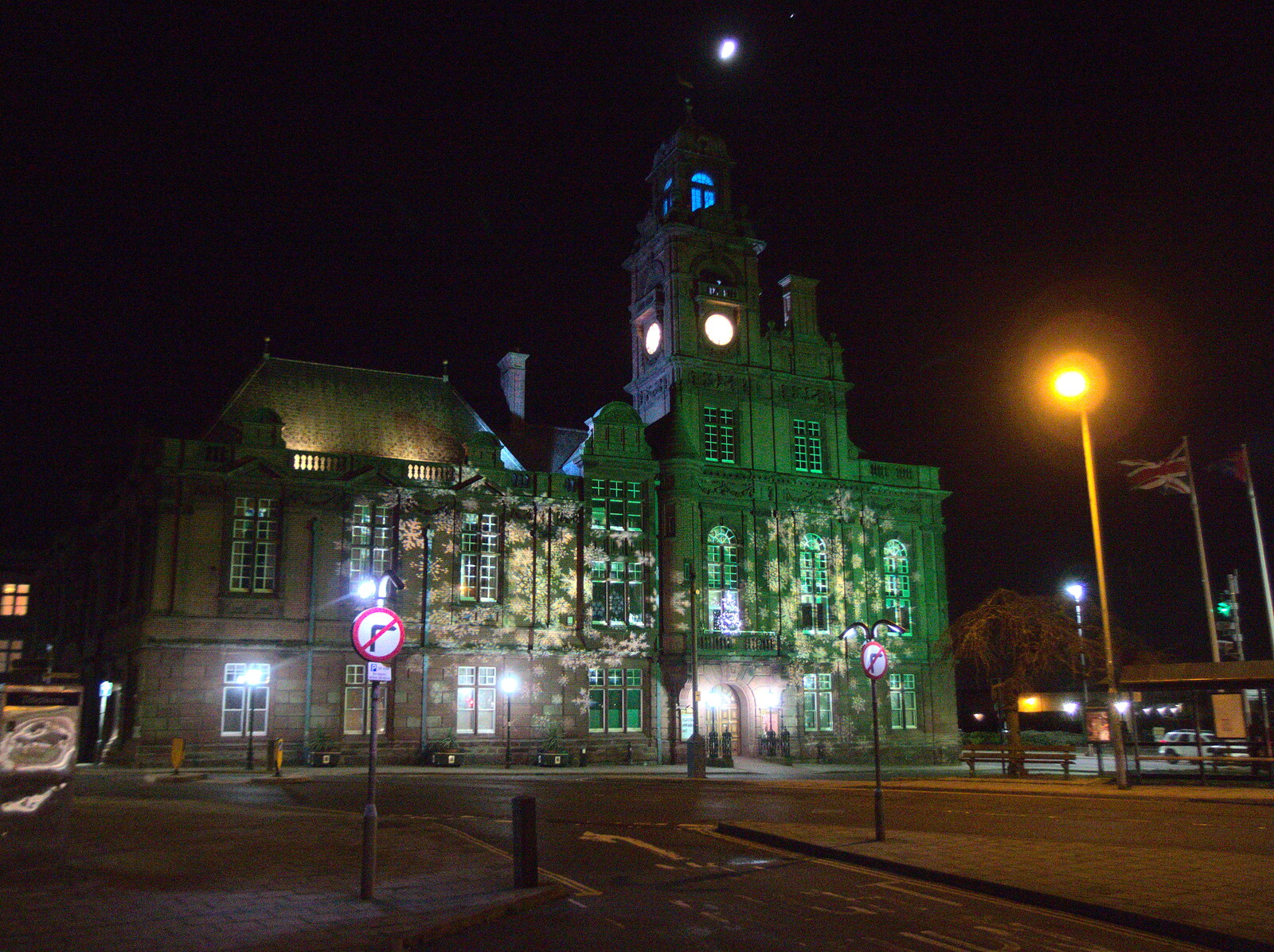 The town council offices are nicely lit up from The Hippodrome Christmas Spectacular, Great Yarmouth, Norfolk - 29th December 2022