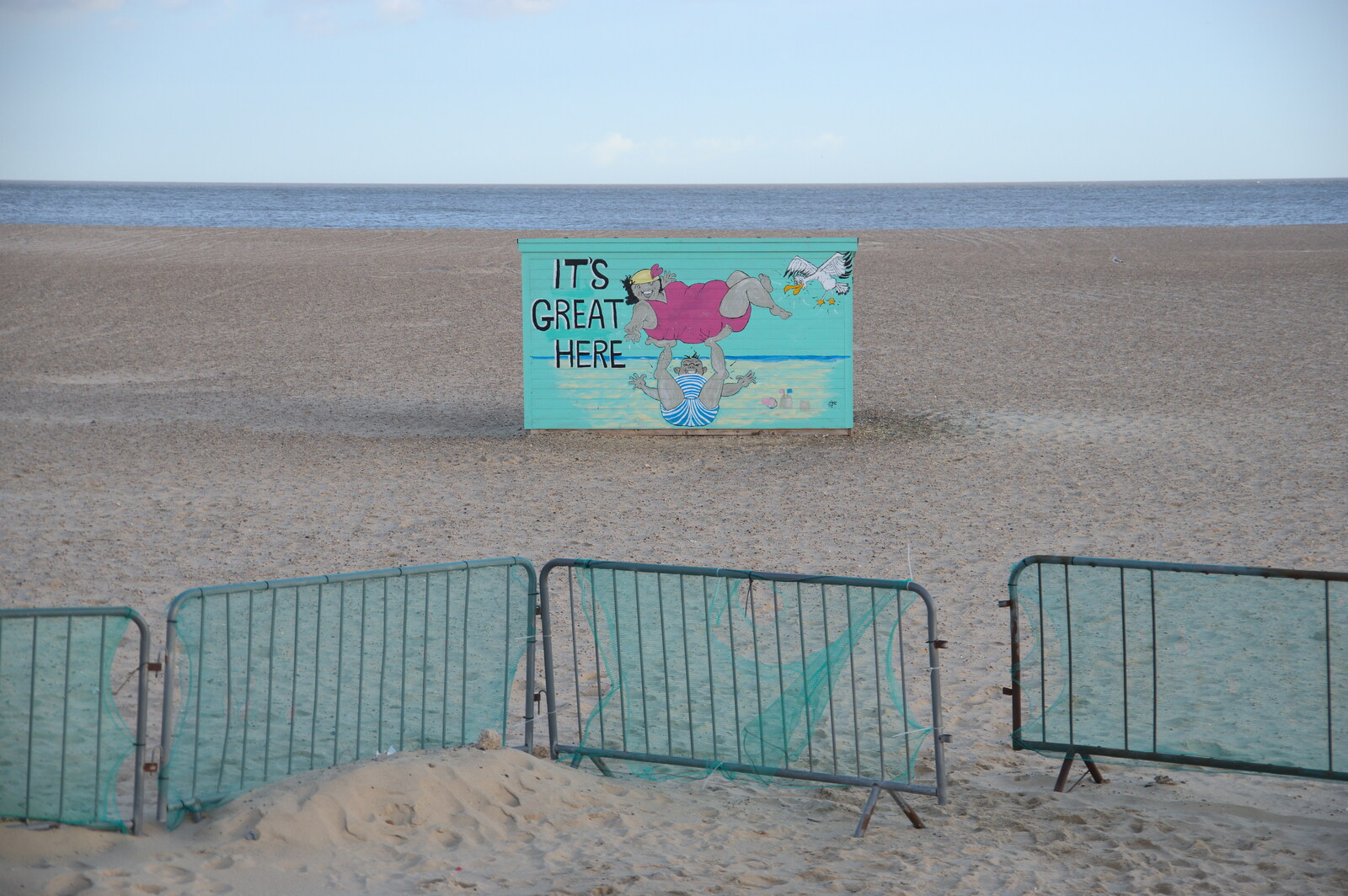 An optimistic poster on a windy beach from The Hippodrome Christmas Spectacular, Great Yarmouth, Norfolk - 29th December 2022