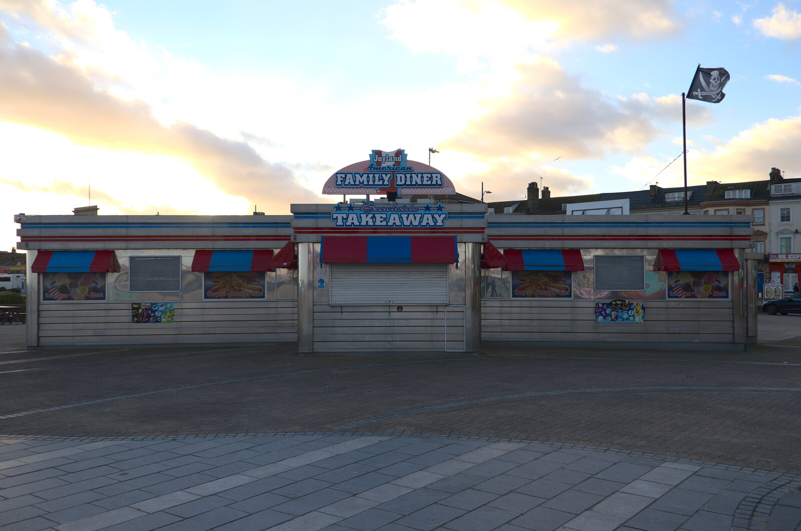 The Funland family diner is boarded up for winter from The Hippodrome Christmas Spectacular, Great Yarmouth, Norfolk - 29th December 2022