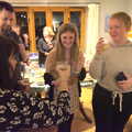 Clare reaches in with a toast, A New Year's Eve Party, Brome, Suffolk - 31st December 2022