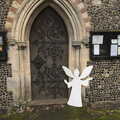 There's a cut-out angel outside the church, Winter Walks around Brome and Hoxne, Suffolk - 2nd January 2023