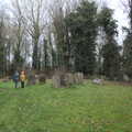 Isobel and Harry in the churchyard, Winter Walks around Brome and Hoxne, Suffolk - 2nd January 2023