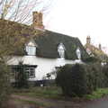 Thatched cottages on the edge of Oakley, Winter Walks around Brome and Hoxne, Suffolk - 2nd January 2023