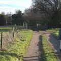 Isobel on the path down to the river, Winter Walks around Brome and Hoxne, Suffolk - 2nd January 2023