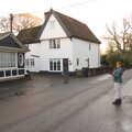 Isobel on the street, Winter Walks around Brome and Hoxne, Suffolk - 2nd January 2023