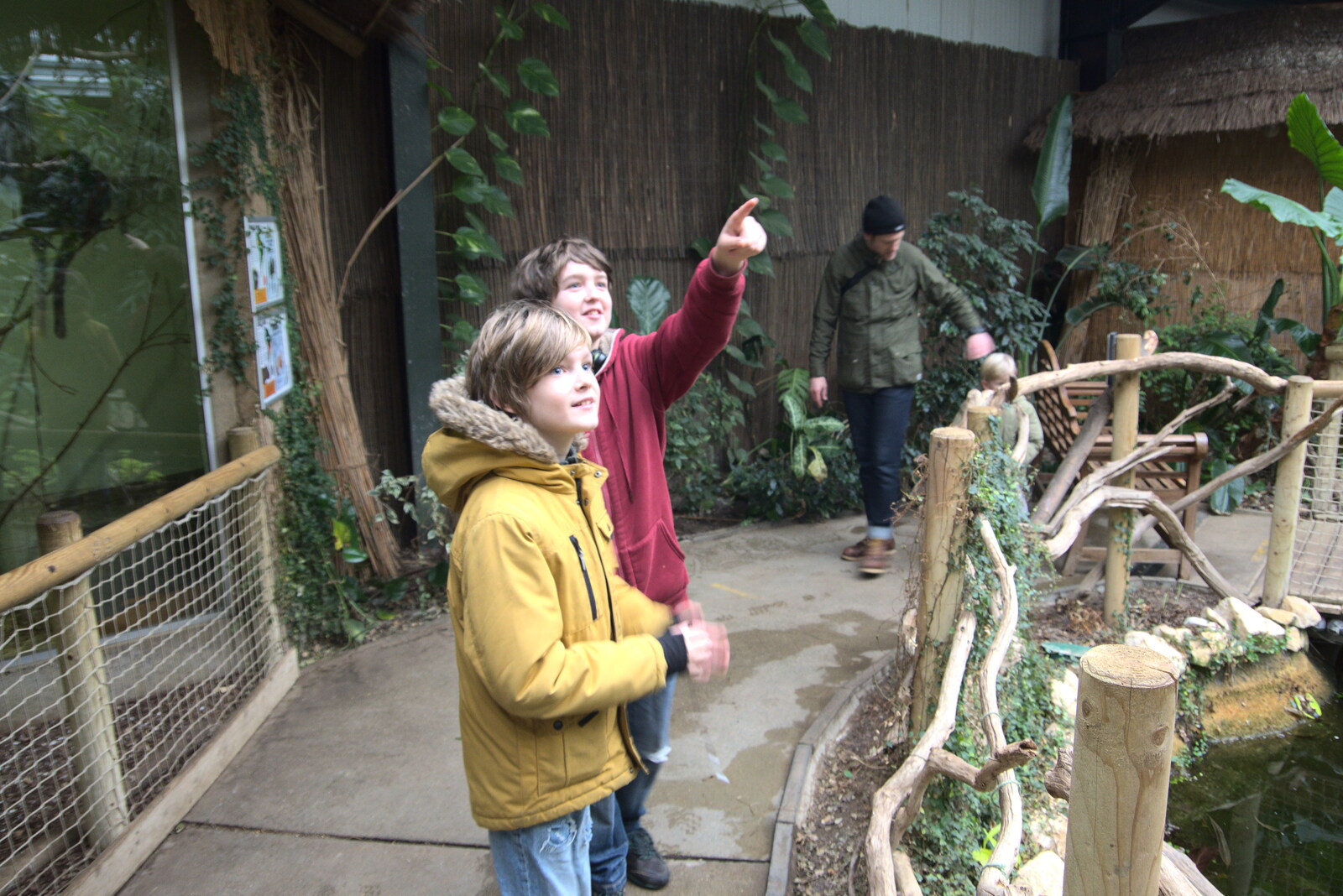 A Few Hours at the Zoo, Banham, Norfolk - 8th January 2023: Fred points at some sloth action