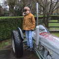 Harry stands on the tractor, A Few Hours at the Zoo, Banham, Norfolk - 8th January 2023