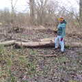 Isobel looks at the fallen tree, A Wander around Fair Green, Diss, Norfolk - 11th January 2023
